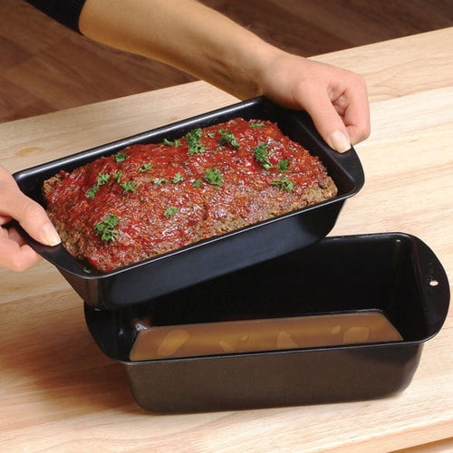 Non Stick Meatloaf Pan with Removable Insert Nonstick Drain Fat Easily Remove